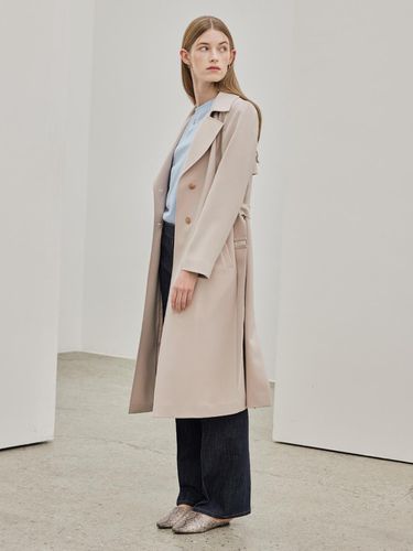 Belted Trench Coat - Beige - hyyk - Modalova