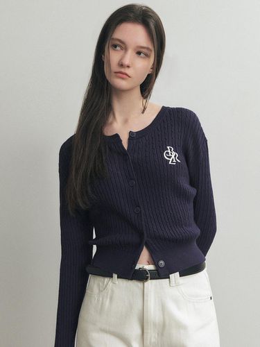 Logo Embroidery Cable Cardigan_Navy - CITYBREEZE - Modalova