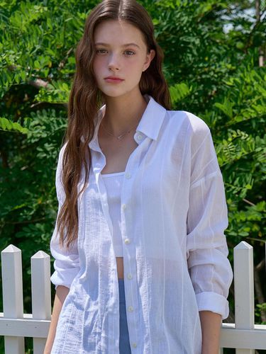 See Through Cotton Shirt_White - JOORTI - Modalova