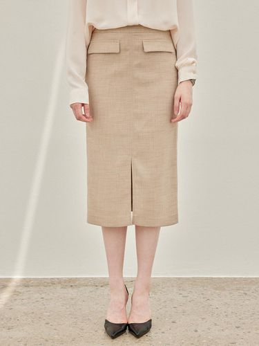 Midi Slim Skirt - Melange Beige - hyyk - Modalova