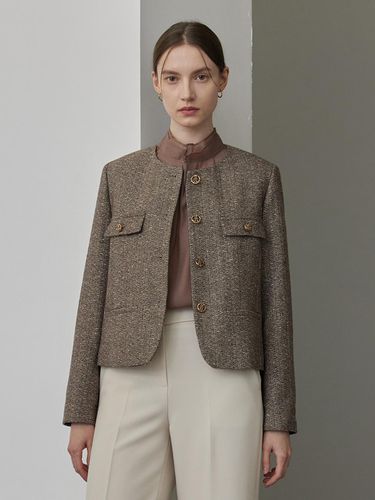 Wool Classic Tweed Jacket - Brown - hyyk - Modalova