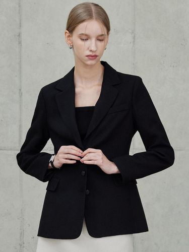 Button Tailored Slim Jacket - Black - hyyk - Modalova