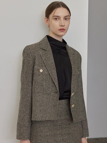 Button Tailored Slim Jacket - Brown - hyyk - Modalova