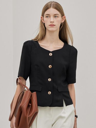 Short Sleeve Jacket Blouse - Black - hyyk - Modalova