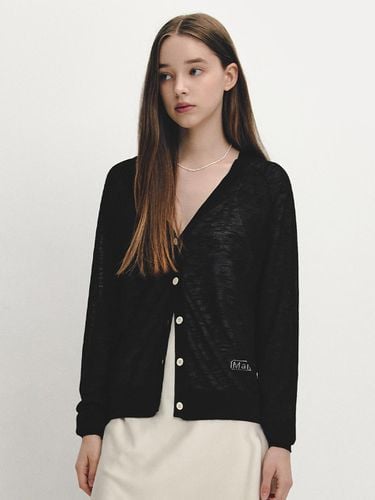 Mari Logo V-neck Knit Cardigan - Black - marieclaire - Modalova