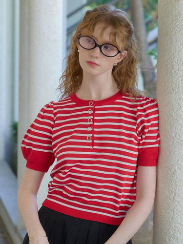 Clean Stripe Half Knit Top (3 Color) - LETTER FROM MOON - Modalova