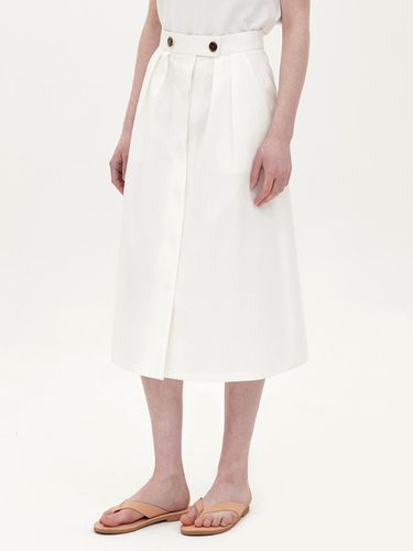 Hidden Button A Line Skirt_White - Jun by Jun k. - Modalova