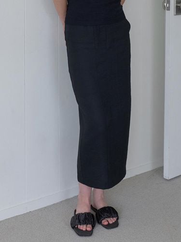 Summer Rayon H Line Skirt_Black - ouie - Modalova