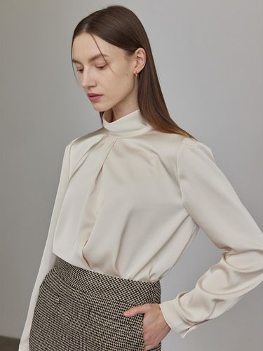 High Neck Satin Blouse - hyyk - Modalova