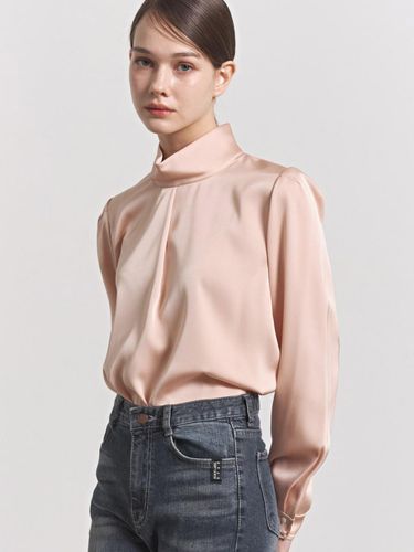 High Neck Satin Blouse - hyyk - Modalova