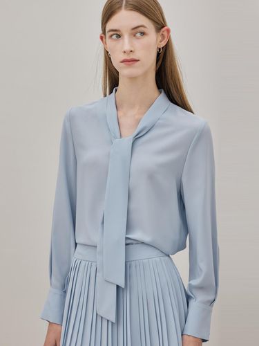 Silky Strap Tie Blouse - Sky Blue - hyyk - Modalova