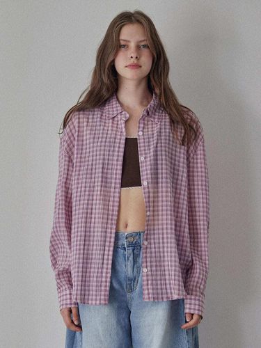 Sheer Check Shirt_Purple - HAINT - Modalova