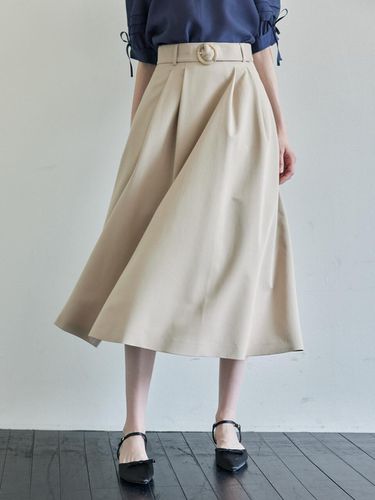 Belted Pocket Skirt - Beige - hyyk - Modalova