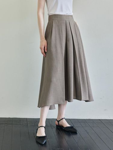 Pleated Flare Skirt - Melange Brown - hyyk - Modalova