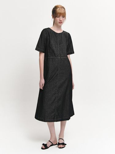 Round-neck Denim Maxi Dress - Black - marieclaire - Modalova