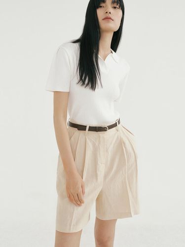 Blo Linen Bermuda Shorts - Beige - REORG - Modalova