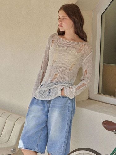 Bohemian Loose Knit Top_Beige - HAINT - Modalova