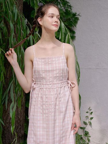 String Slip Check Dress_Baby Pink - bibyseob - Modalova