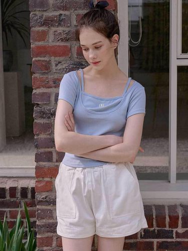 Layered Sleeveless T-shirt_Sky Blue - bibyseob - Modalova