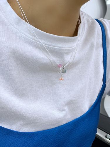 Silver] Petit 3 Gemstone Necklace - LOVE ME MONSTER - Modalova