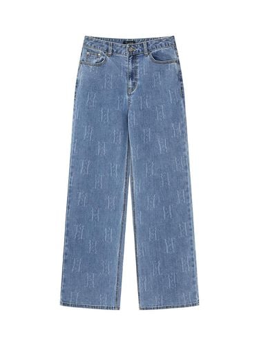 Logo Print Washed Wide Leg Jeans - REETE - Modalova