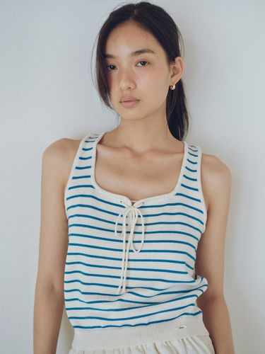 Marine Stripe Sleeveless Knit Top - URAGO - Modalova