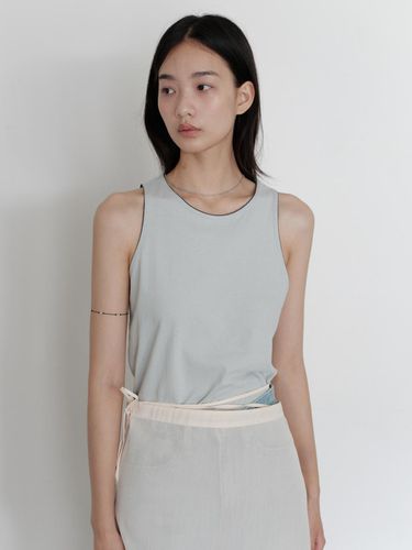 Two Tone Cotton Sleeveless Top - URAGO - Modalova