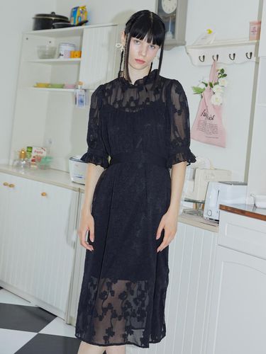 Flower See-through Dress - Black - ILLUSTRIS ILLUSION - Modalova