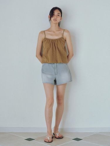 Gray Washed Denim Shorts - URAGO - Modalova