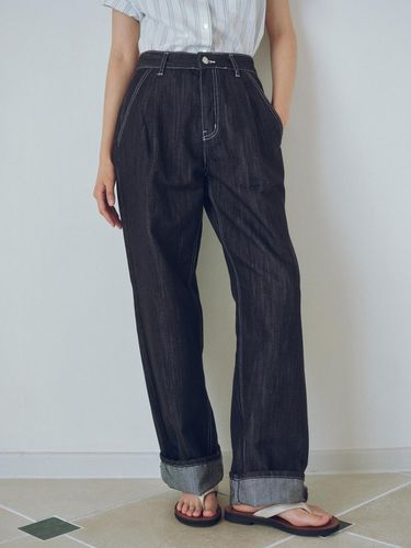 Stitch Raw Wide Denim Pants - URAGO - Modalova