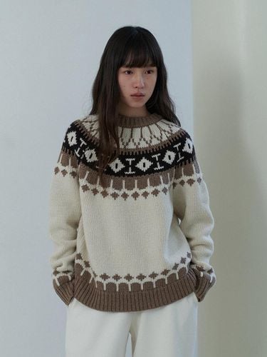 Jacquard Round Wool Knit Top - URAGO - Modalova