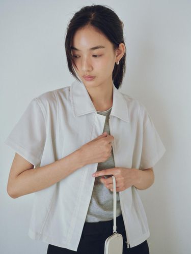 Sheer Half Sleeve Shirt Jacket - URAGO - Modalova