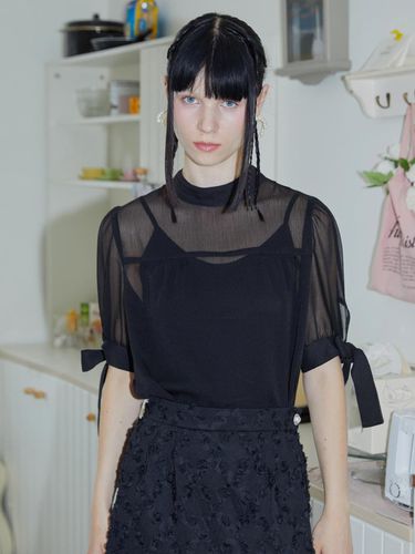 Chiffon Ribbon Blouse - Black - ILLUSTRIS ILLUSION - Modalova