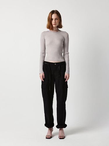 Ribbed Crop Knit Top (Light Grey) - EAN JO - Modalova