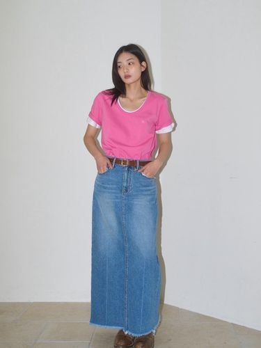 Damage Denim Maxi Long Skirt_Blue - oursaalty - Modalova