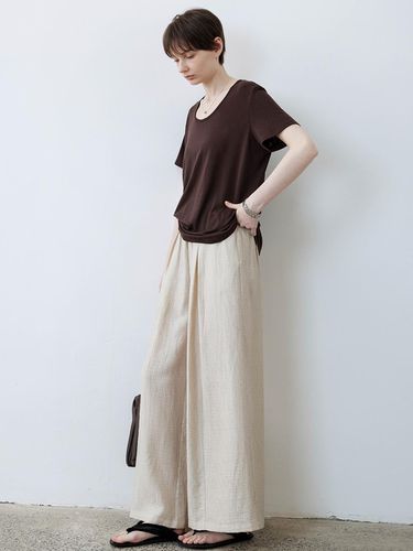 Wrinkled Wide Leg Pants_Light Beige - tageechita - Modalova