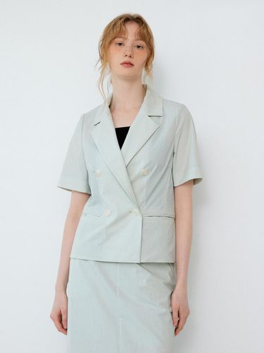 Tailored Double Short Sleeve Jacket_Ash Gray - sisterhood - Modalova