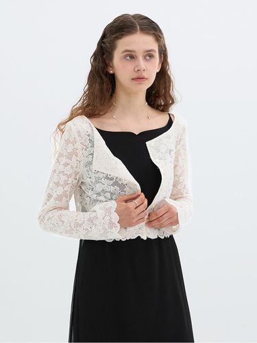 Flower Jacquard Long Sleeve Cardigan - FLOWOOM - Modalova