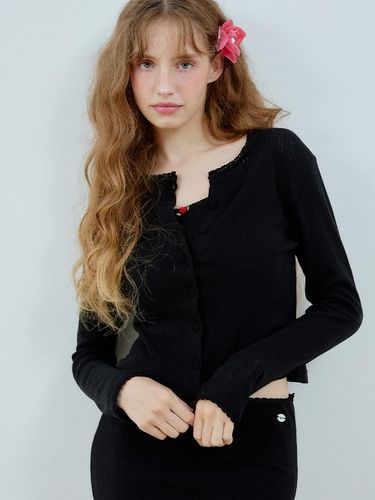 Eyelet Cardigan_Black - HHIPS - Modalova