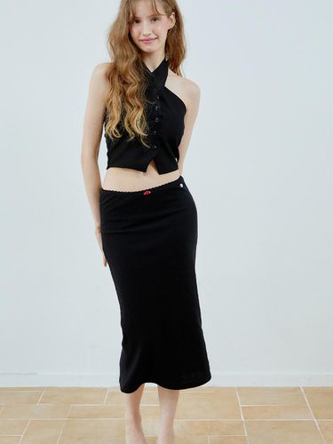 Eyelet Long Skirt_Black - HHIPS - Modalova