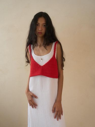 Tape Knit Bustier_Red - oursaalty - Modalova