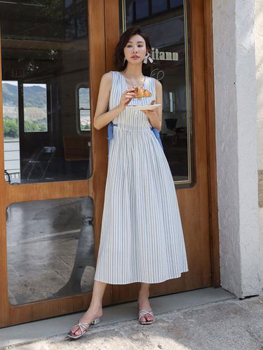 Striped Side Ribbon Dress - LANGSON - Modalova