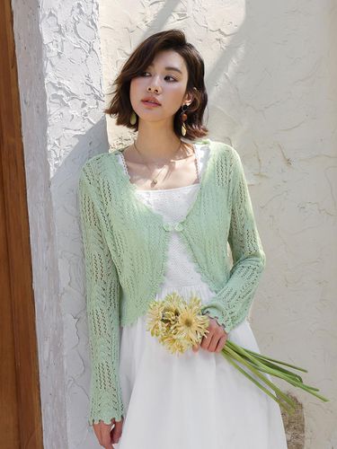 Punching Knit Cardigan_Green - LANGSON - Modalova