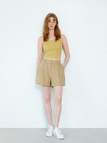 Basic Linen Short Pants_Khaki - sisterhood - Modalova