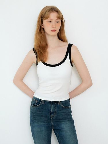 Color V Neck Cap Included Sleeveless Top_White - sisterhood - Modalova