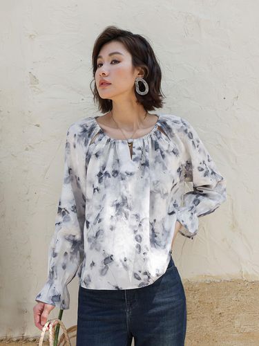 Print Puff Long Sleeve Blouse - LANGSON - Modalova