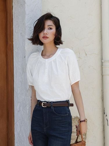 Puff Sleeve White Blouse - LANGSON - Modalova