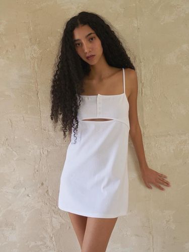 Button Open Mini Dress_White - oursaalty - Modalova