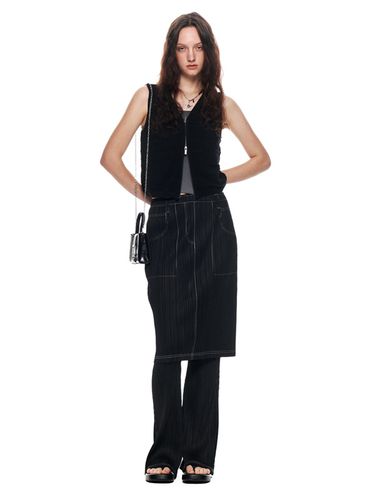 Pleats Stitch Layered Skirt_Black - Matin Kim - Modalova