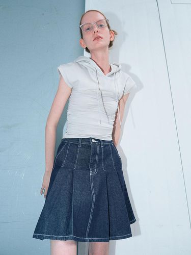 Turn Flared Denim Skirt - answerisyes - Modalova